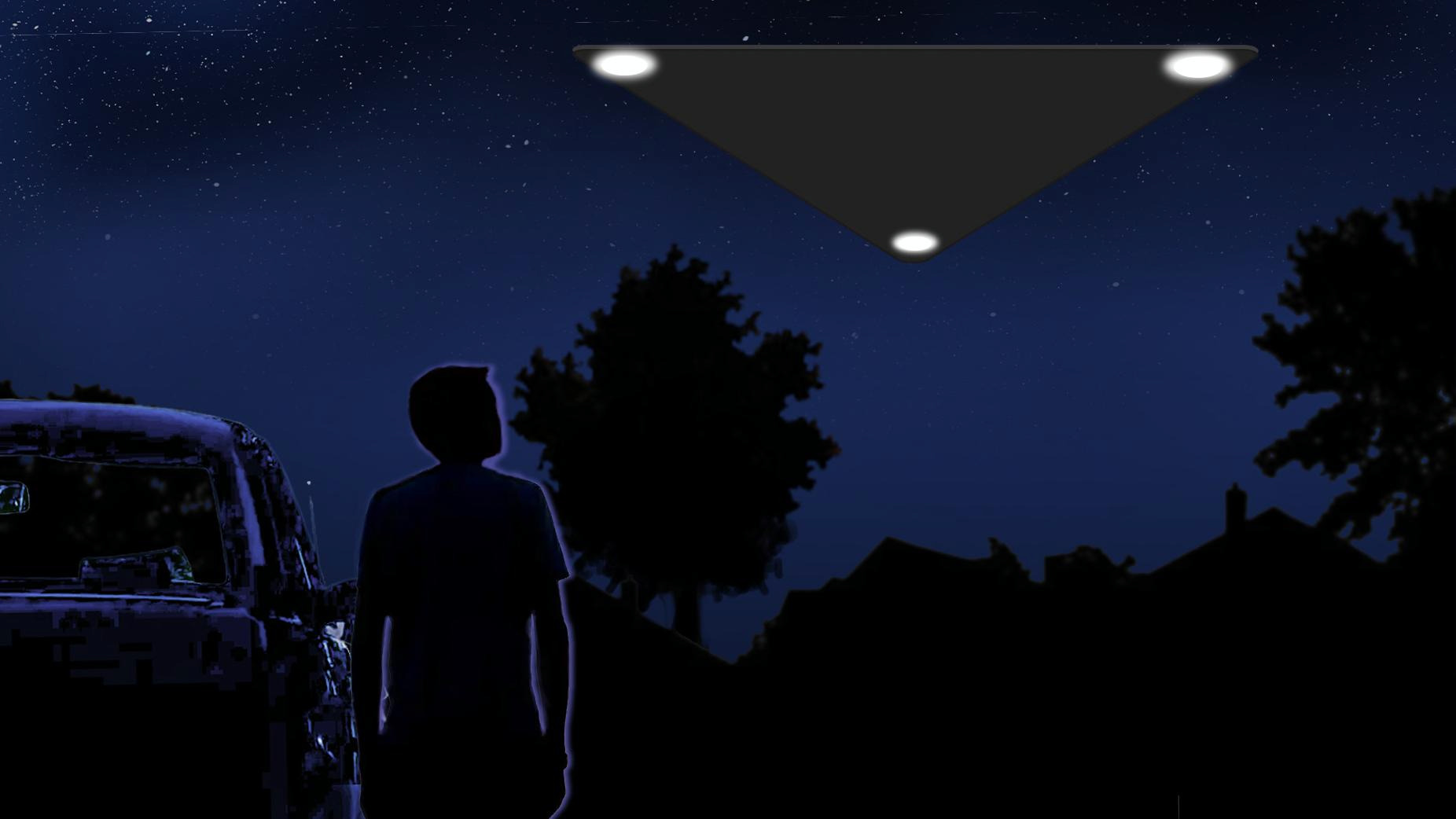 Official source image: FBI UAP D029 Digital Rendering Dark Triangle with Lights 2011